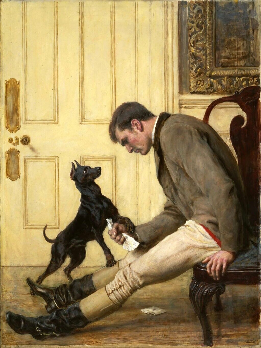 Dream-art Oil painting gentleman portrait dog Jilted-Briton-Riviere-oil-painting
