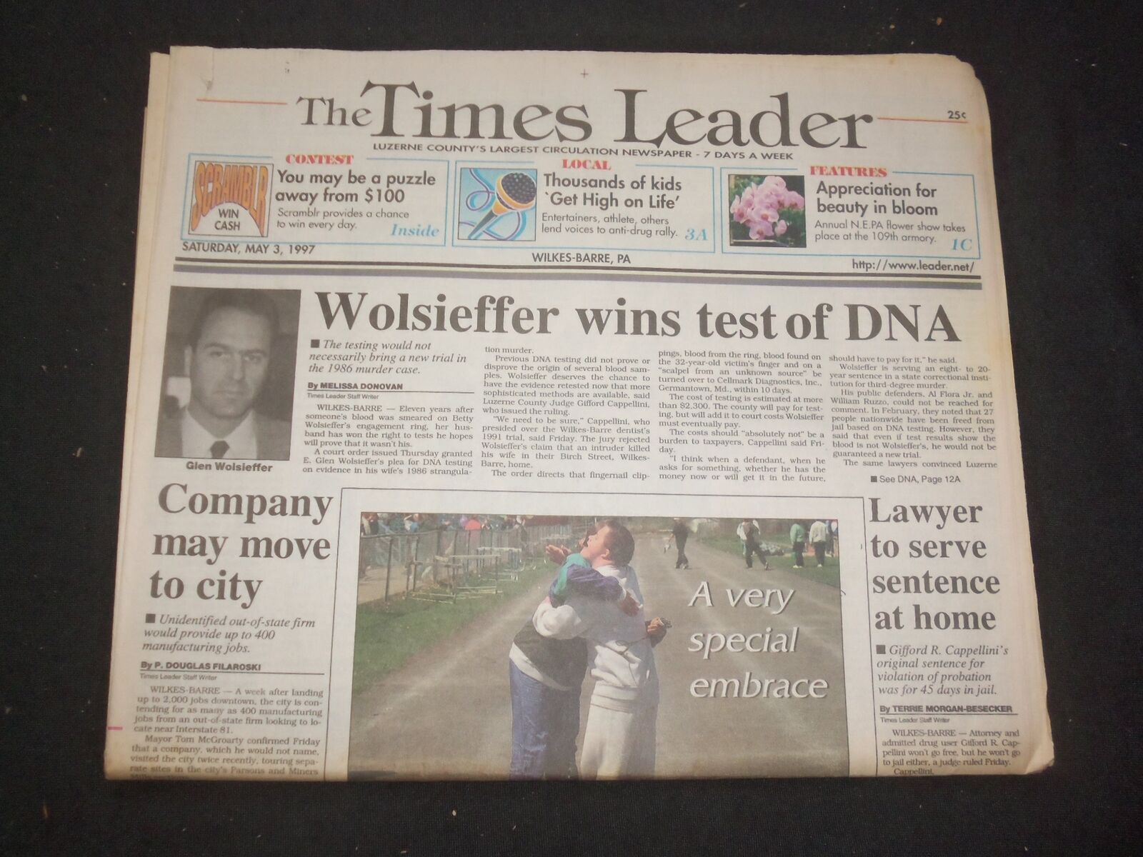 1997 MAY 3 WILKES-BARRE TIMES LEADER - WOLSIEFFER WINS TEST OF DNA - NP 7731