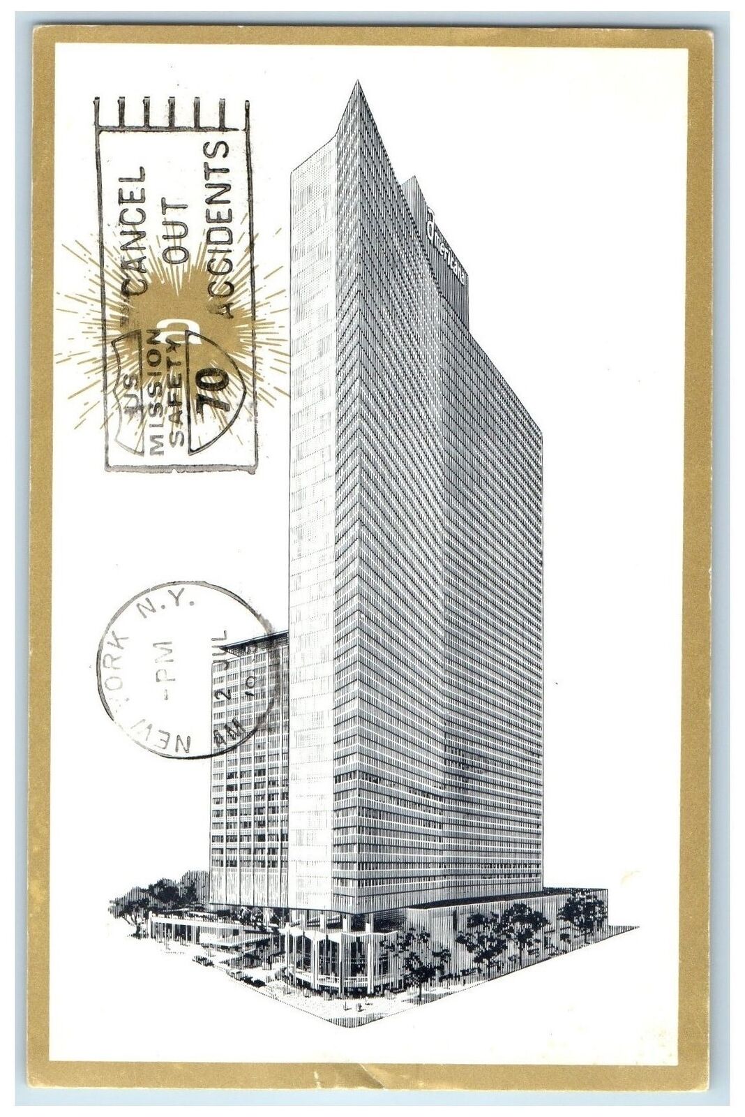 1968 Americana Of New York Hotel & Restaurant NY US 70 Highway Cancel Postcard