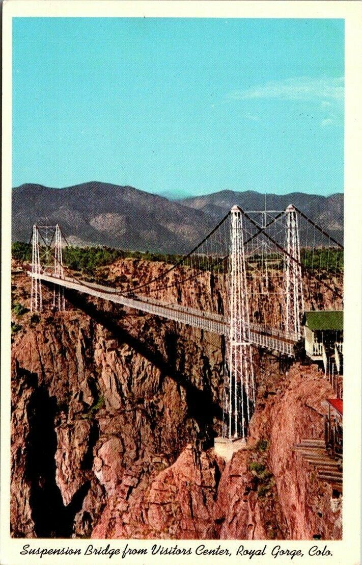 World Famous Suspension Bridge Over Arkansas River Royal Gorge Colorado Postcard