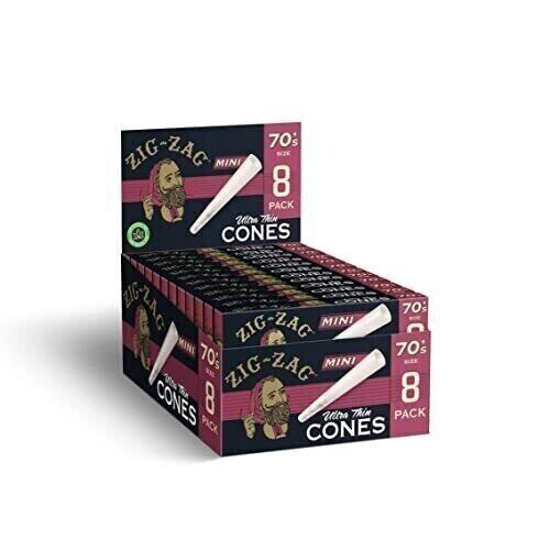 Zig-Zag 70mm Ultra Thin Pre Rolled Cones 8 packs 18 Boxes 144 Total Slow Burn