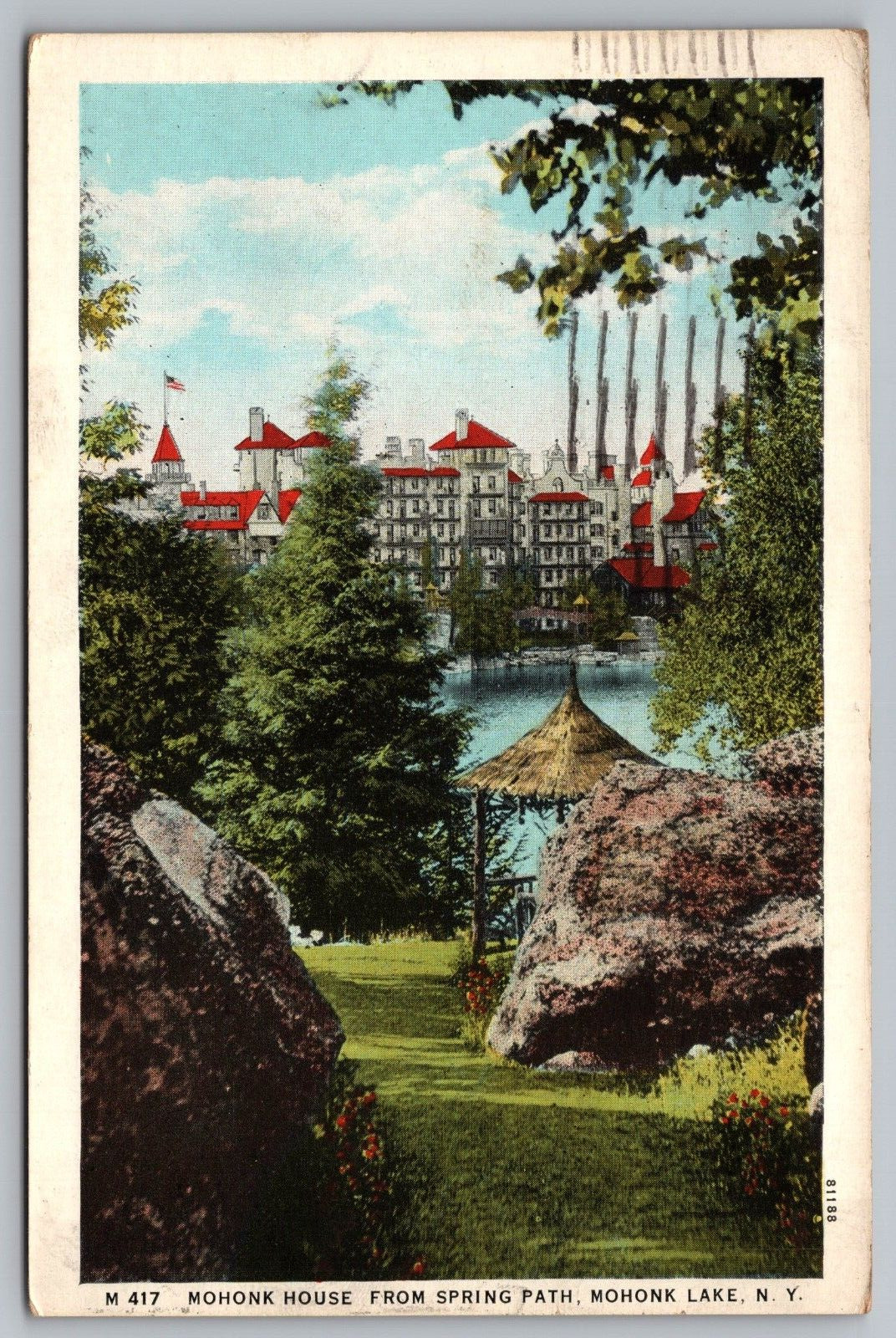 Mohonk House from Spring Path Mohonk Lake Marbletown NY New York Postcard