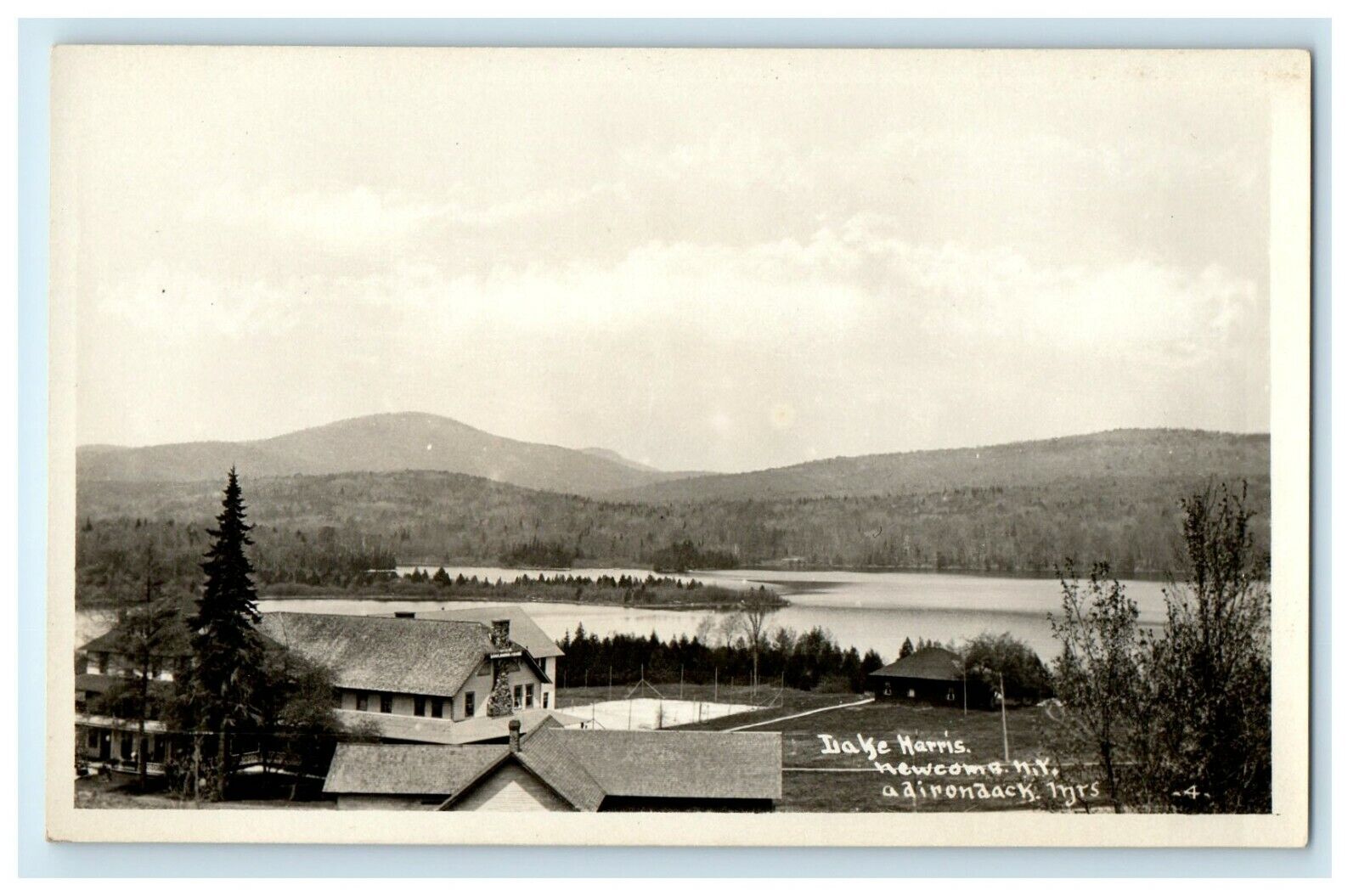 c1920's View of Lake Harris in Adirondack Mt. Newcomb, NY RPPC Photo Postcard