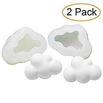 2Pcs 3D Cloud Silicone Molds for Fondant Chocolate Candy Cake Decorating Candle