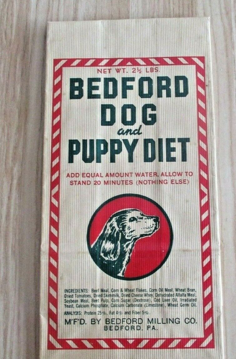 VINTAGE BEDFORD, PA. DOG and PUPPY DIET  FOOD BAG NOS