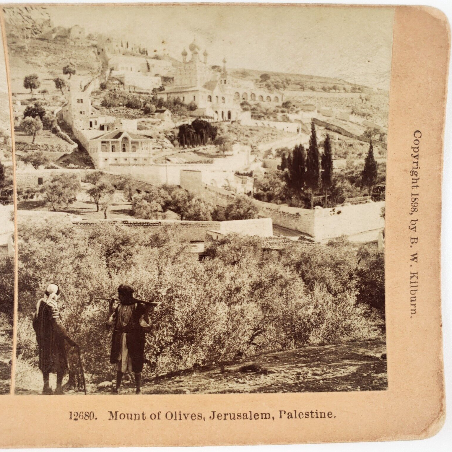 Jerusalem Palestine Mount Olives Stereoview c1898 Mosque Church Hill Photo F841