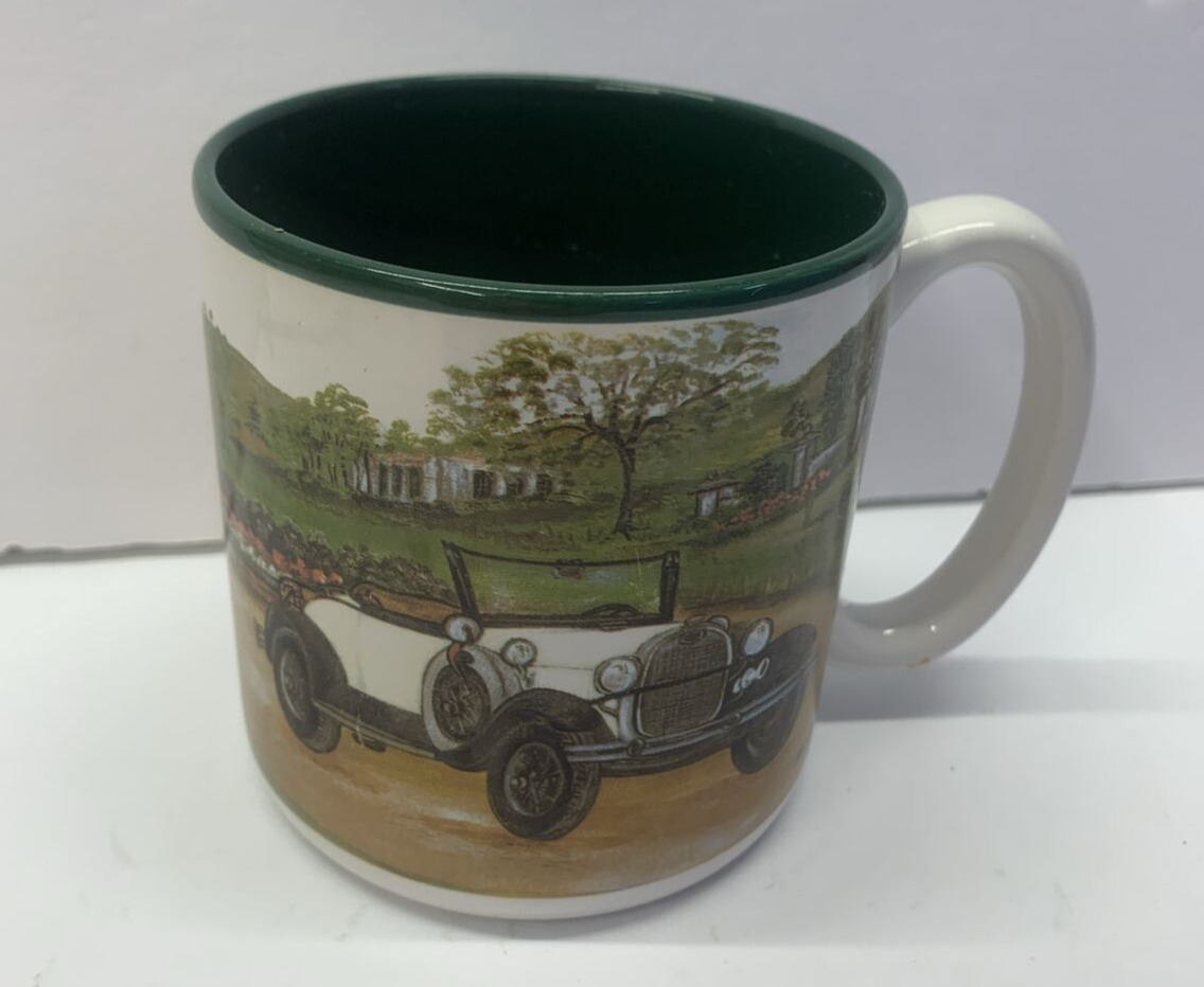 VINTAGE 1993 Flowers, Inc. Antique White Car Coffee/Tea Cup/Mug by S. TUCK  P22