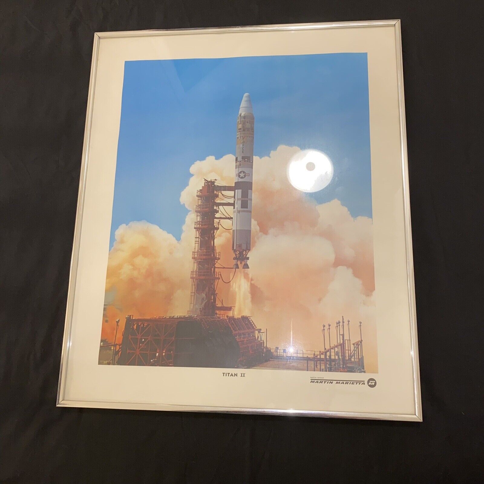 Vintage Lockheed MARTIN MARIETTA Titan II Rocket Launch Framed Poster NASA JPL