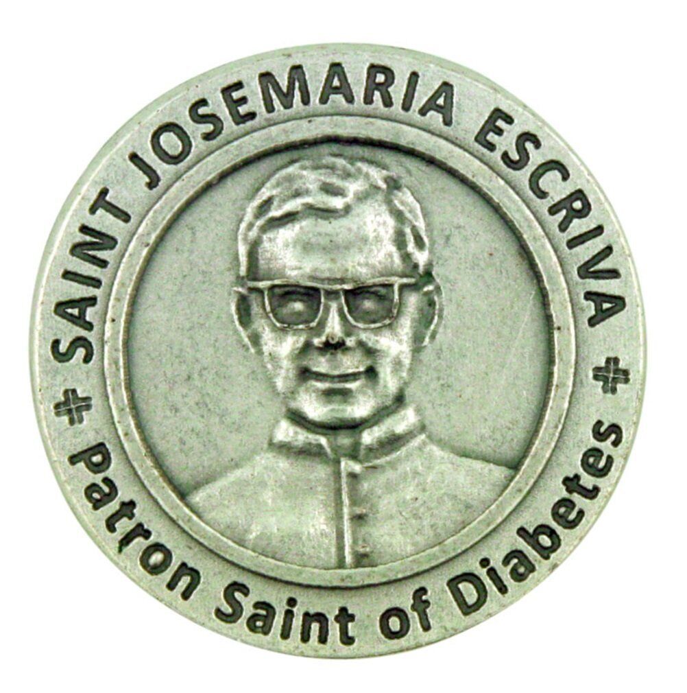 Patron Saint of Diabetes St Josemaria Escriva Pocket Token with Prayer Back