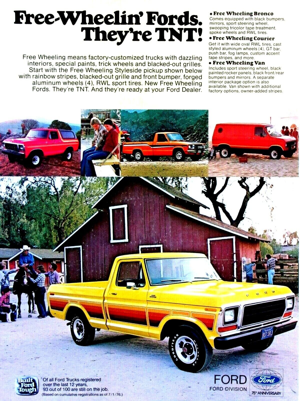 1978 Ford Styleside Pickup Bronco Van Courier Vintage Original Print Ad-8 5x11\