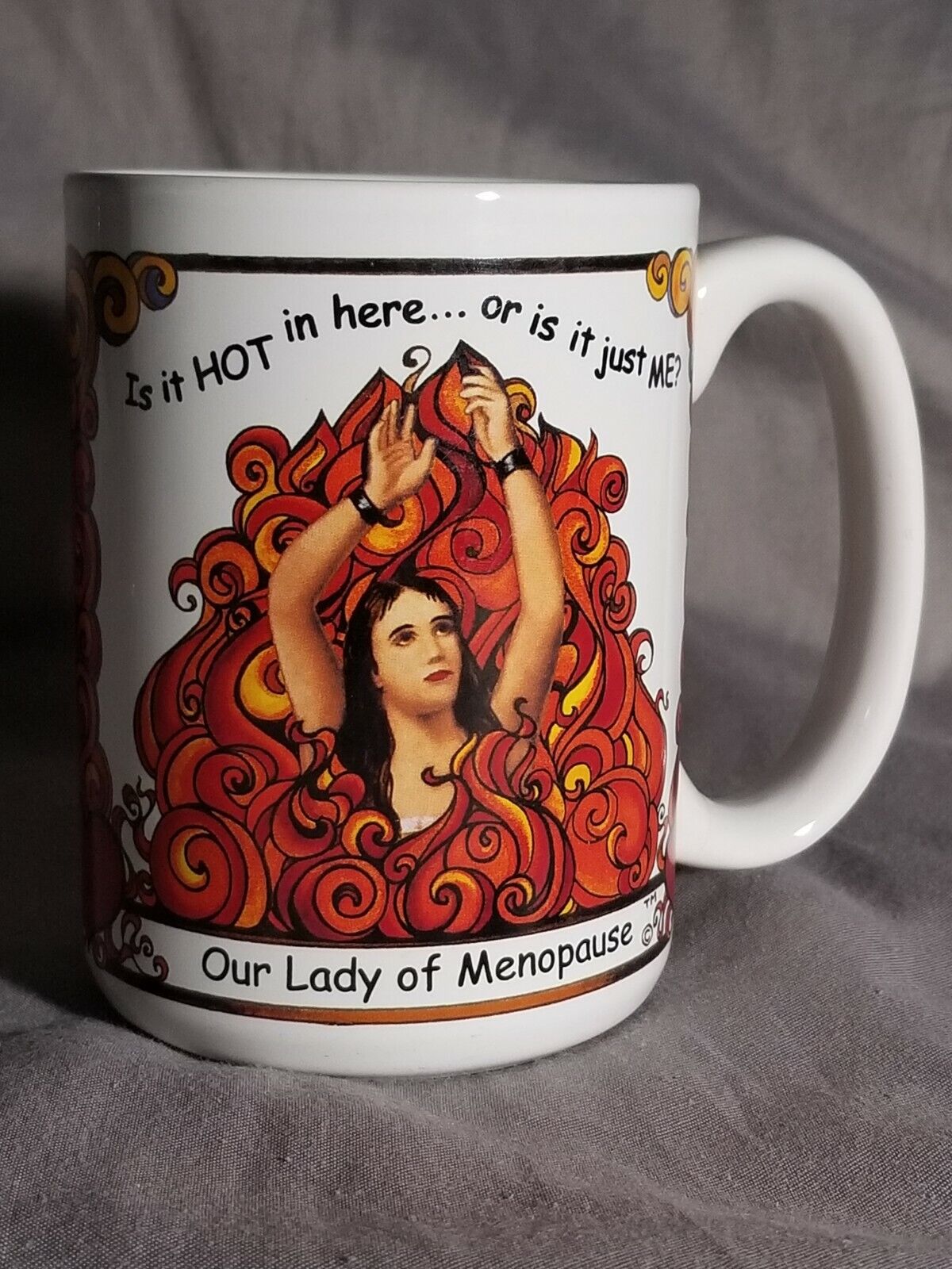 Novelty Coffee Mug Our Lady Of Menopause Santa Fe New Mexico Tea Cup Funny Rare