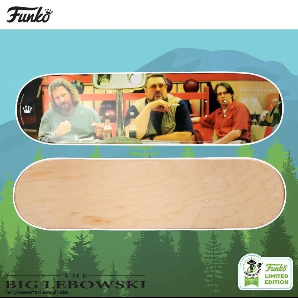 Funko Skateboard Skate Deck The Big Lebowski Comic Con LE New/Sealed The Dude
