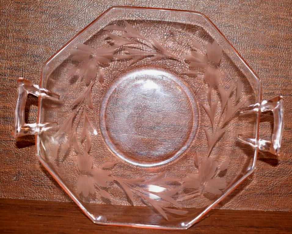 Pink Depression Glass Octagon Candy Dish 7\