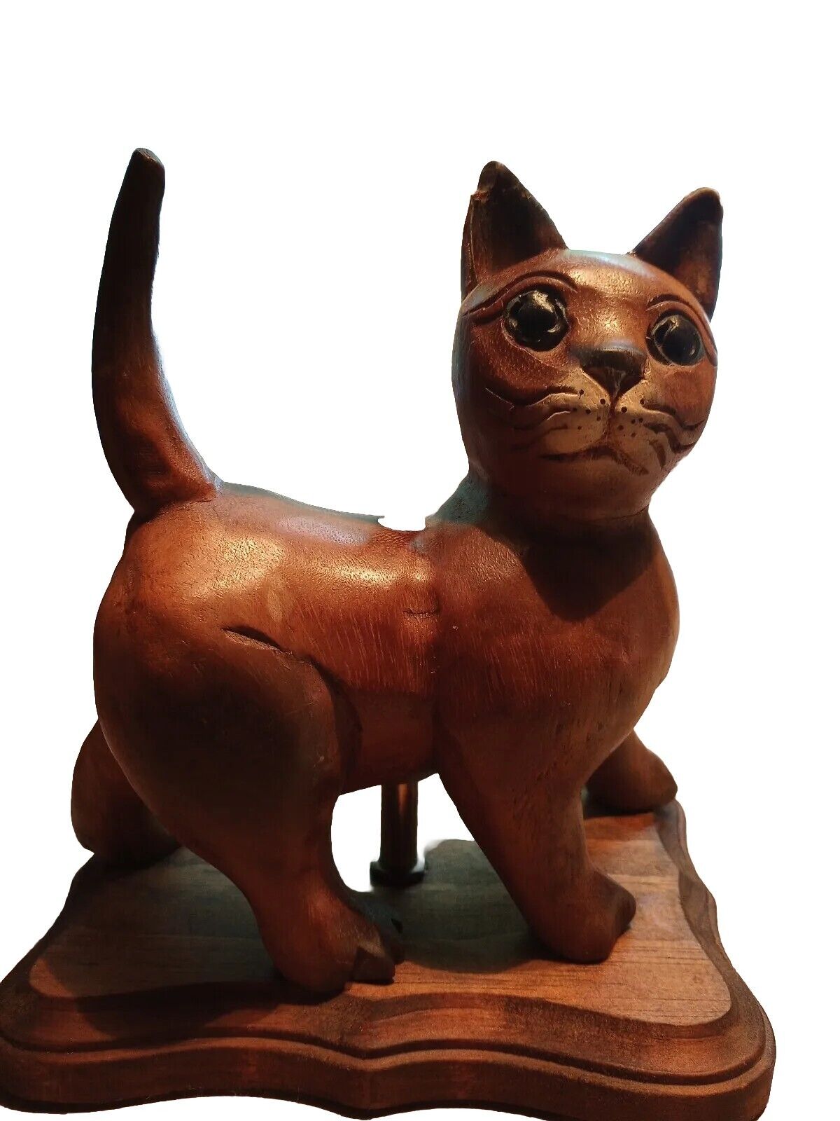 Adorable Hand Carved Kitten Lamp,Small Chip On Ear Lets You Know He Has 8 Lives 