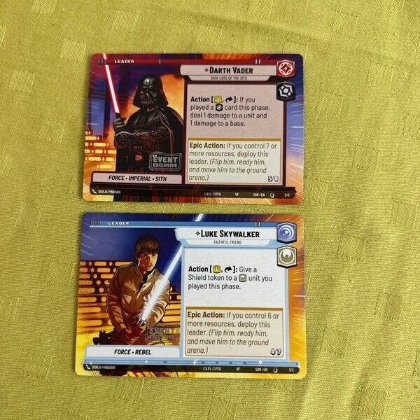 STAR WARS UNLIMITED - Darth Vader + Luke Skywalker / SET OF 2 Promo Cards 2023