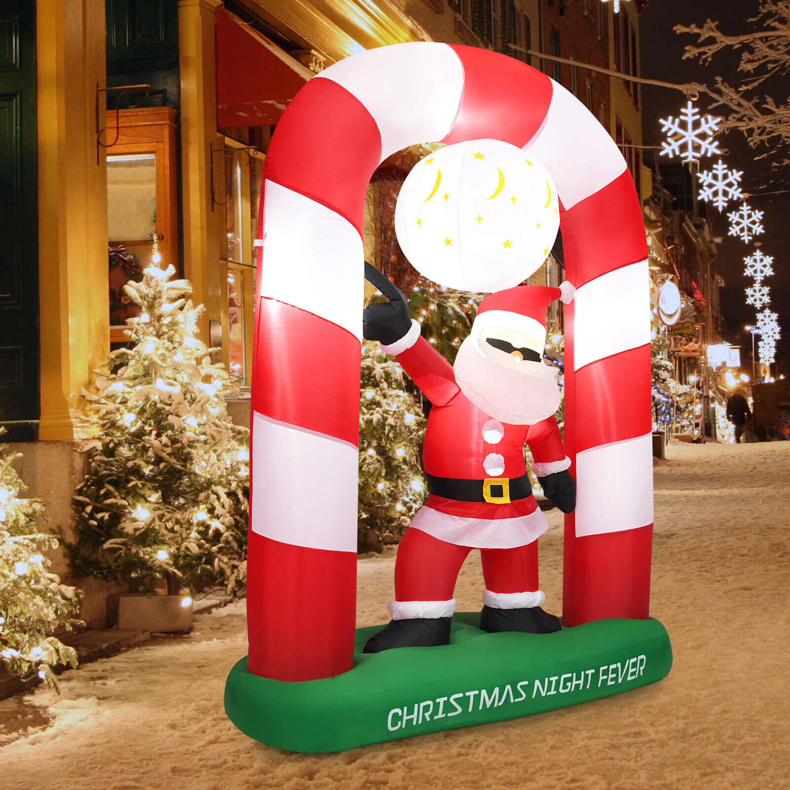 7.5 FT Inflatable Christmas Lighted Santa Claus Stand on Archway Yard Decoration