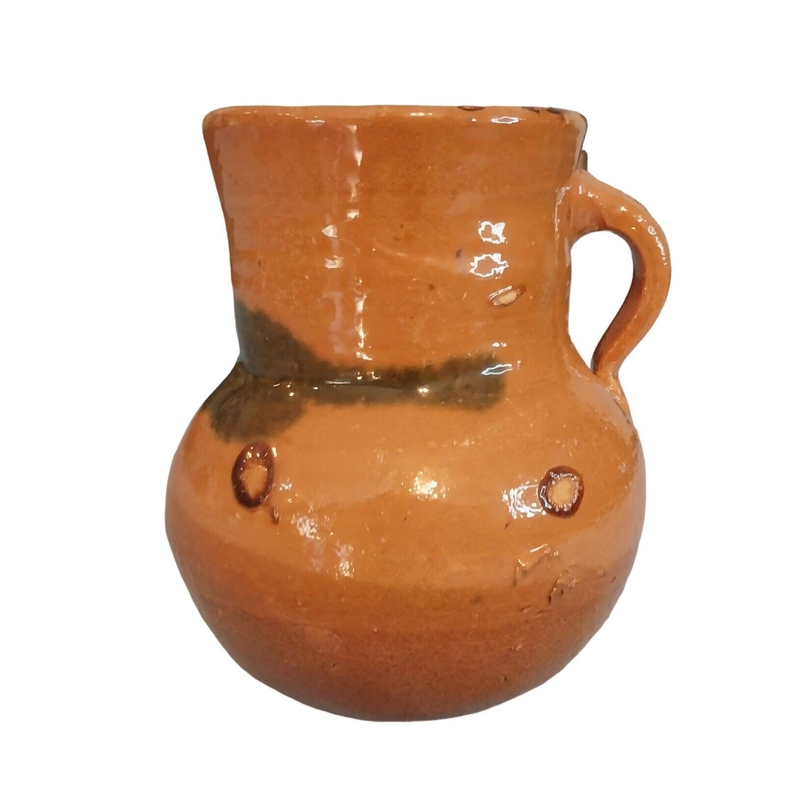 Old Chippy Mexican Pottery Pitcher Cup Vase Tlaquepaque Folk Art.