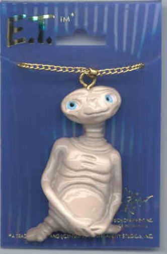 ET E.T. Extra Terrestrial Figure Necklace 1982 near Mint Sealed