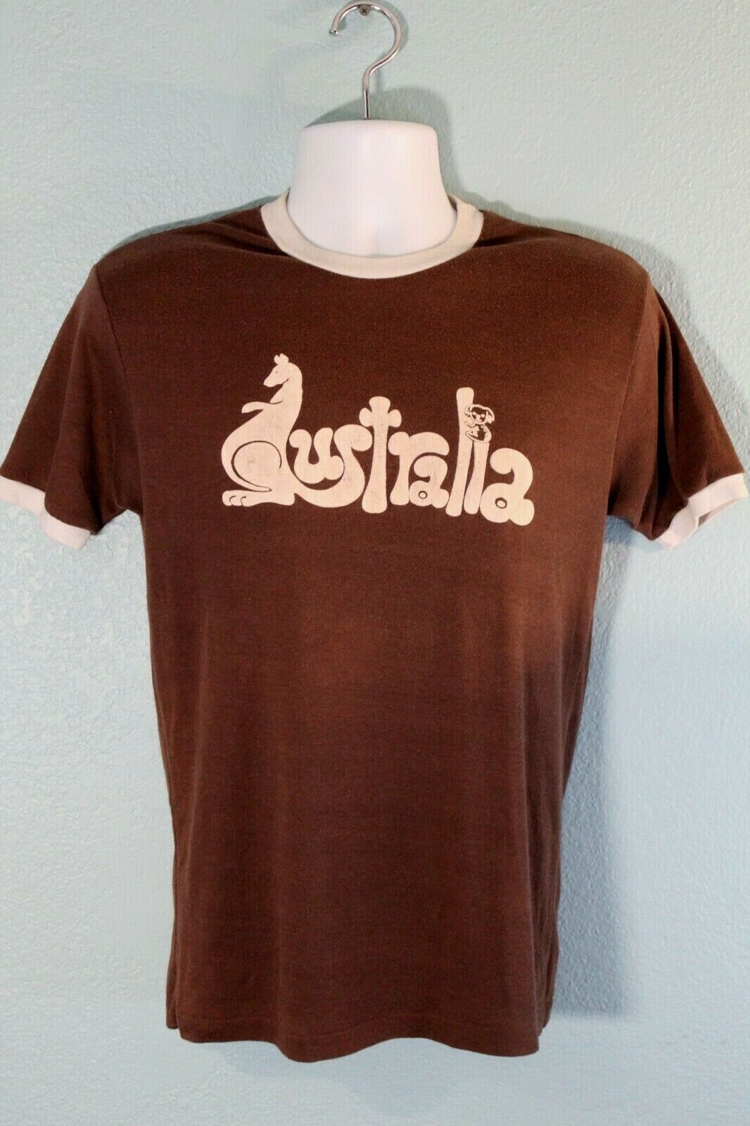Vintage 1980s Australia Souvenir Tee Shirt Fits Like Small Koala Kangaroo Ringer
