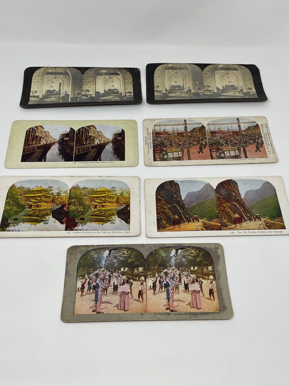 Quaker Oats American Stereoscopic Stereo Photo 7 World Cards