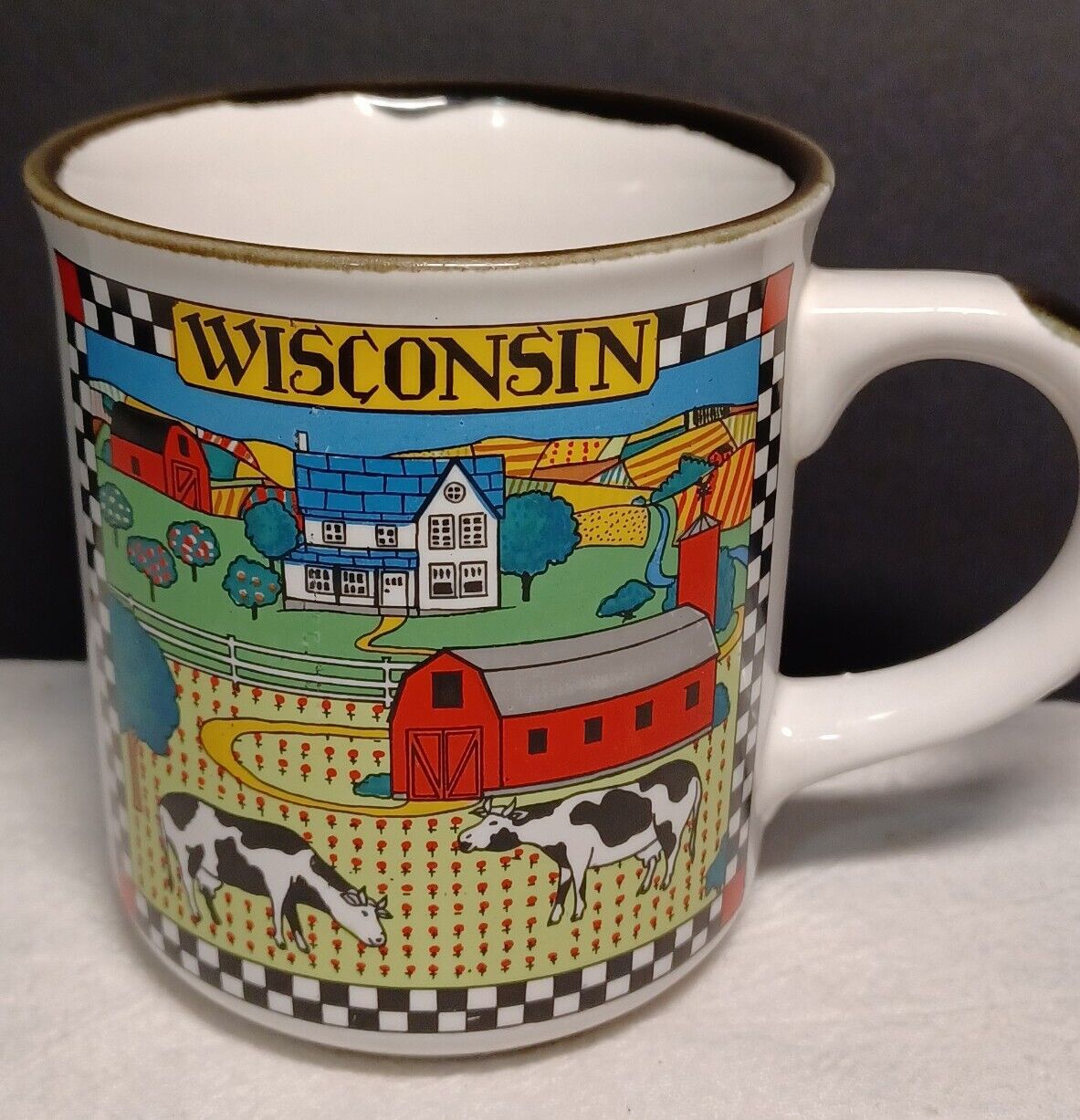 Wisconsin State Mug Cup Cows Barn Farm Demographics History