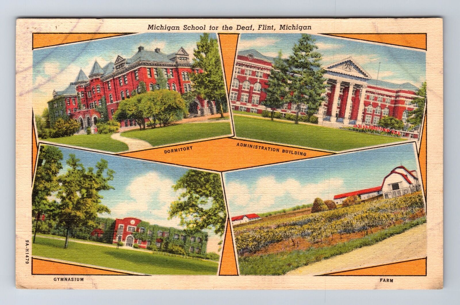 Flint MI-Michigan, Michigan School for the Deaf, Antique Vintage Postcard