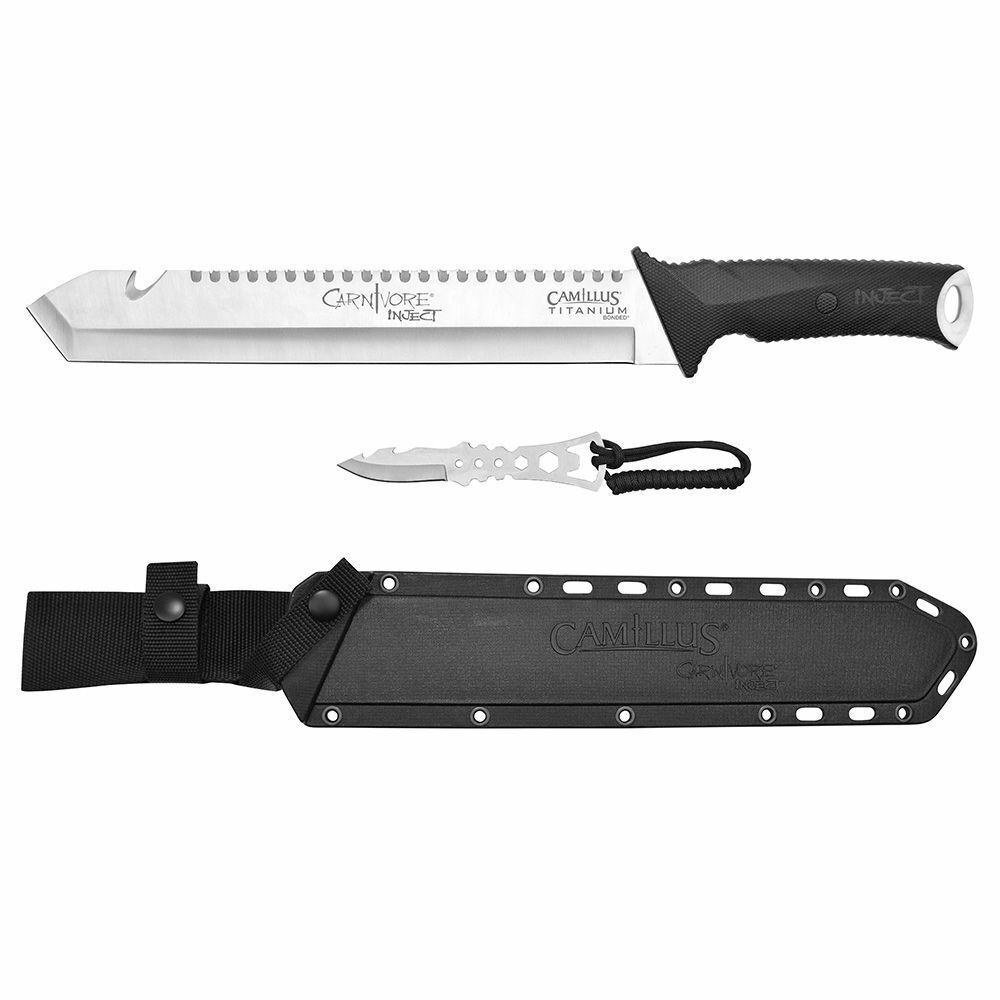 Camillus Carnivore Machete Fixed Knife 12 Titanium/420 Steel Blade Rubber Handle
