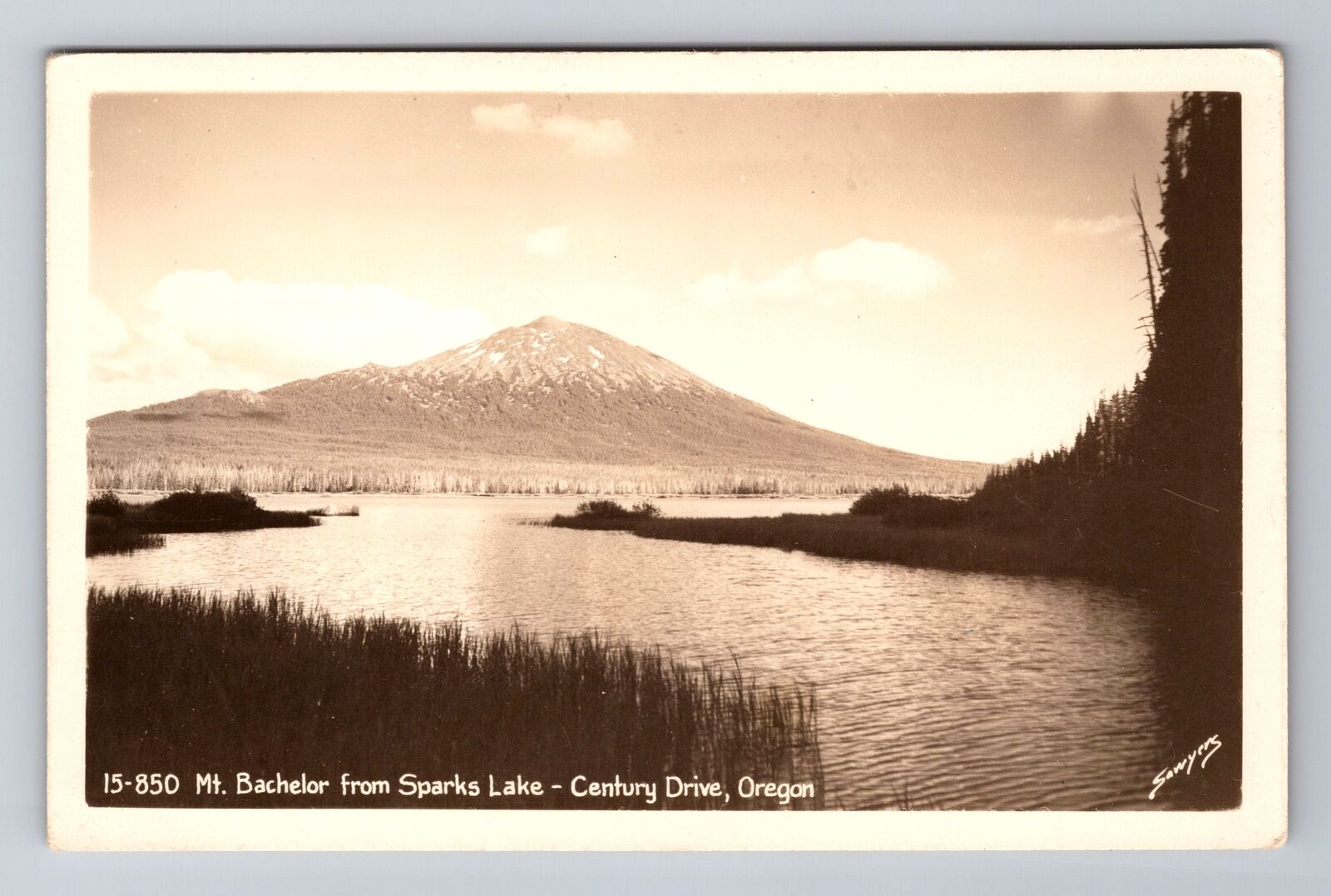 Century Drive OR-Oregon RPPC, Mt Bachelor From Sparks Lake, Vintage Postcard