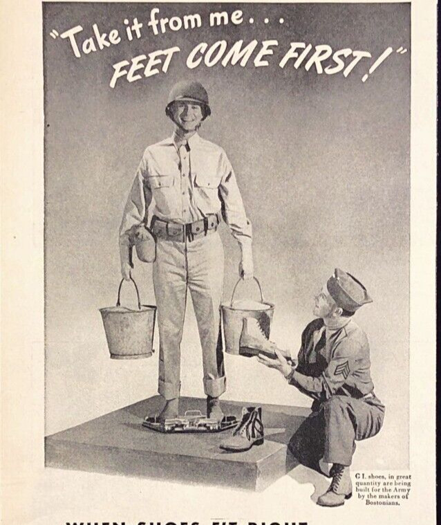 Bostonians Shoes For The Home Front Feet Come First WW II Vintage Print Ad 1943