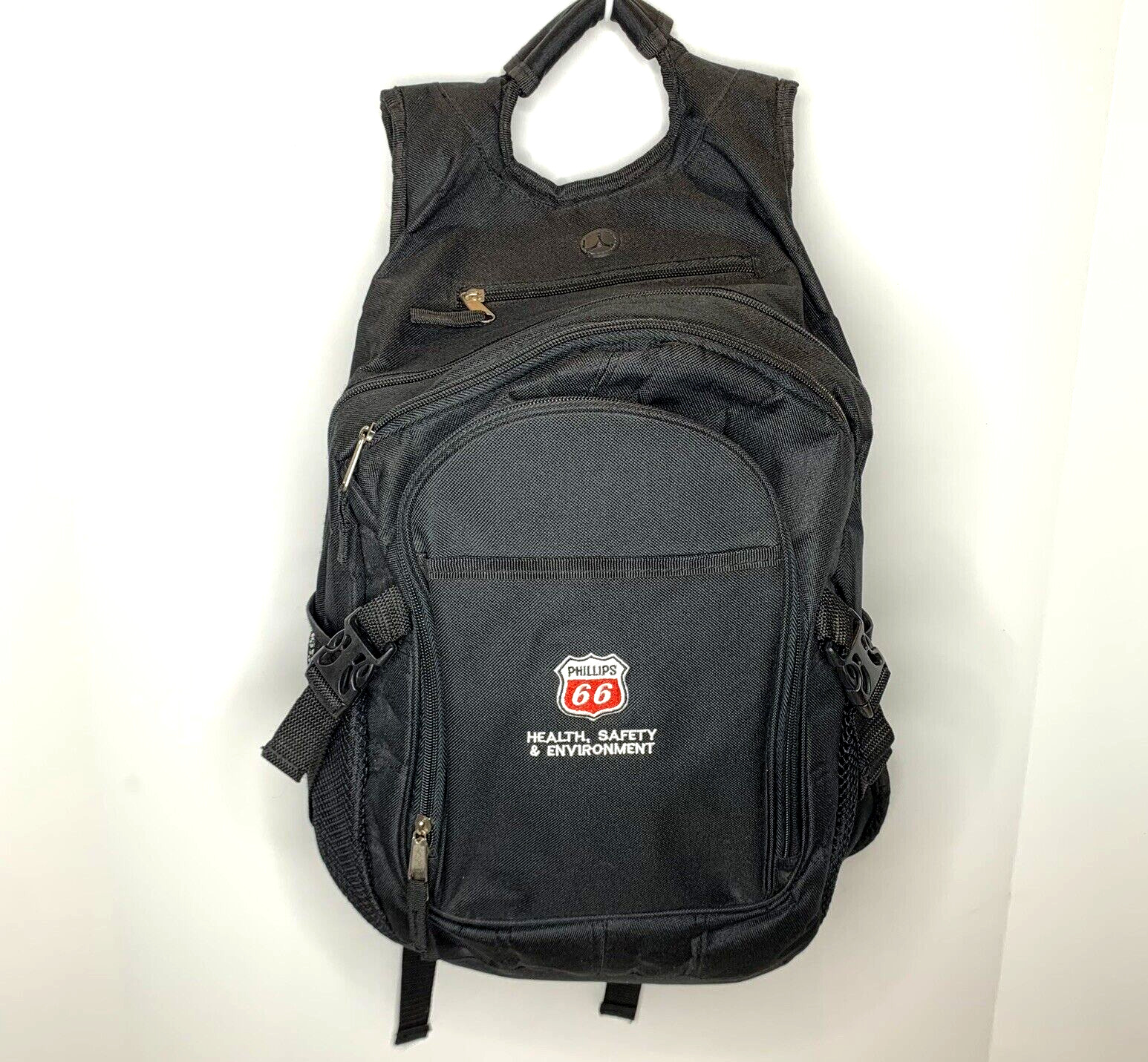 Phillips 66 Employee Backpack Book Bag - Black - Health Safety Environment Logo