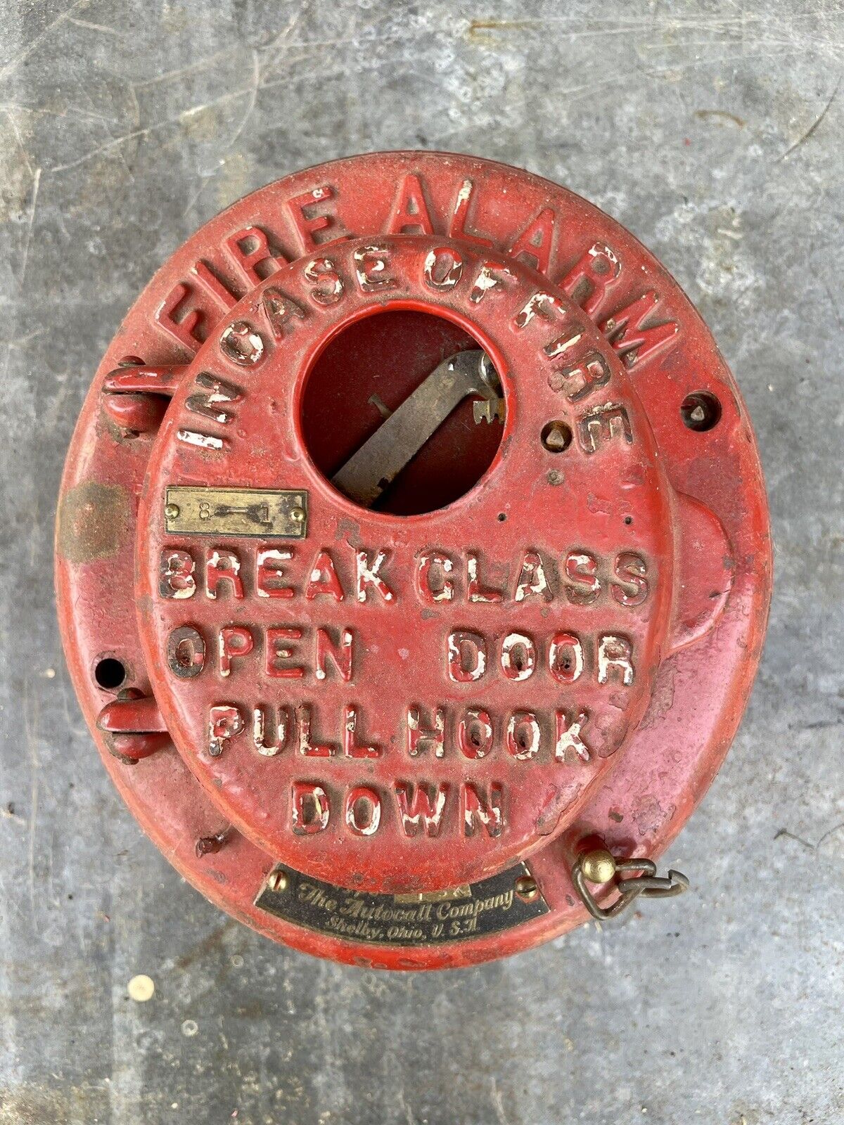 Antique Autocall Fire Alarm Station Call Box Cast Iron Wall Mount LSK Vintage