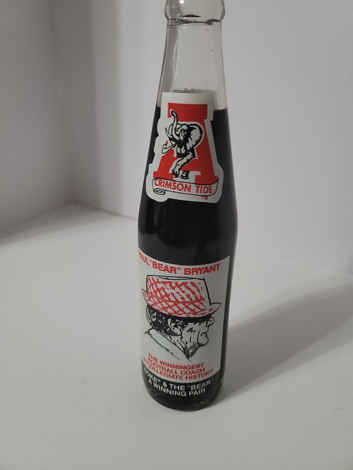 1979 Paul \'Bear\' Bryant Alabama Crimson Tide Coke Bottle - Collectible 10oz