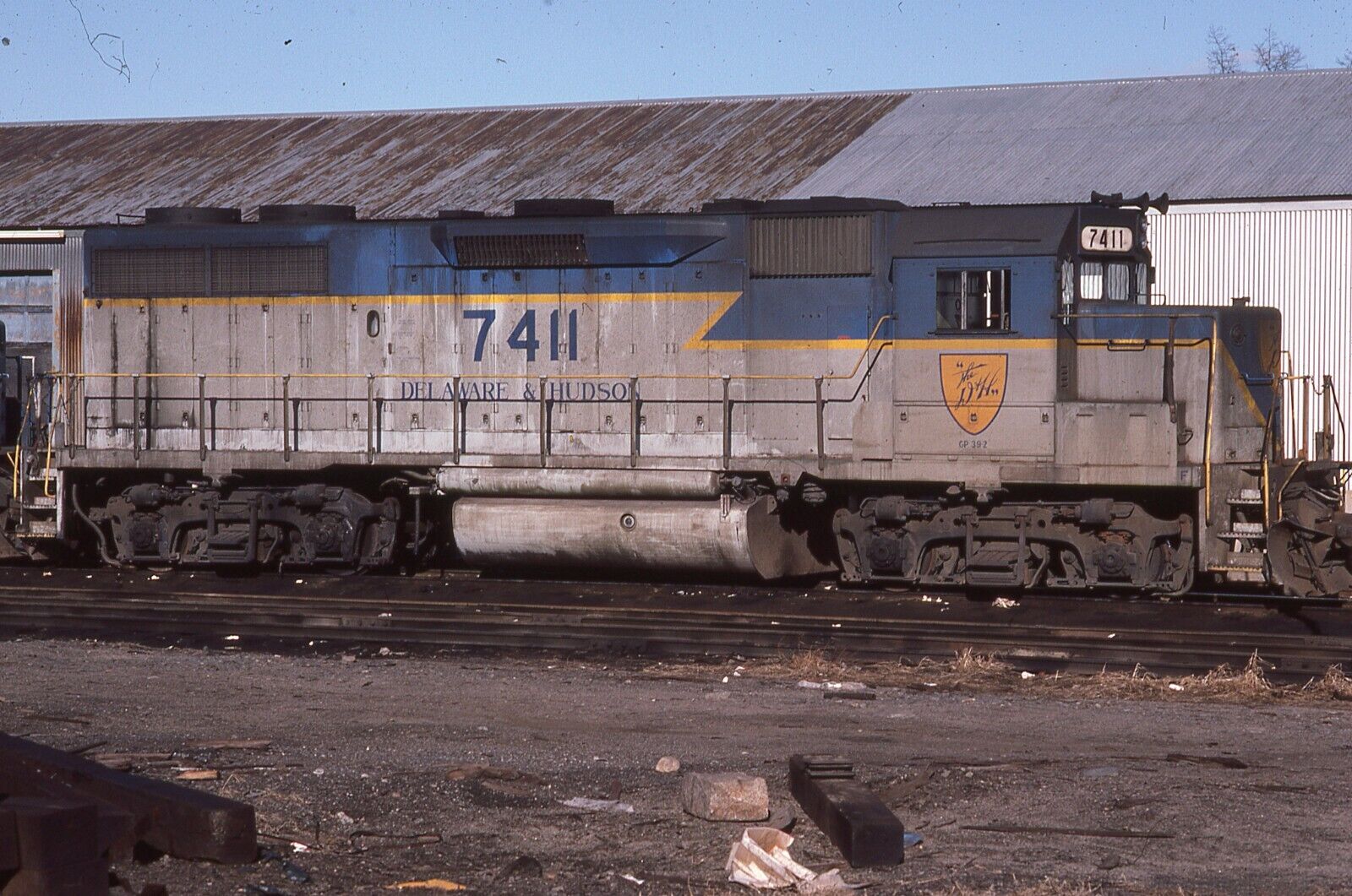 Original Train Slide Delaware & Hudson  GP-39 #7411 01/1985 Lawrence Ex Reading