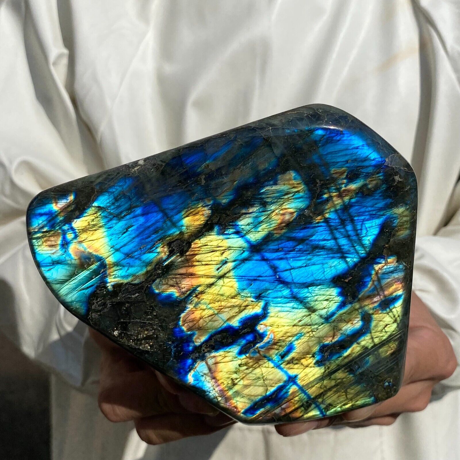 2.95lb Natural Flash Labradorite Quartz Crystal Freeform rough Mineral Healing