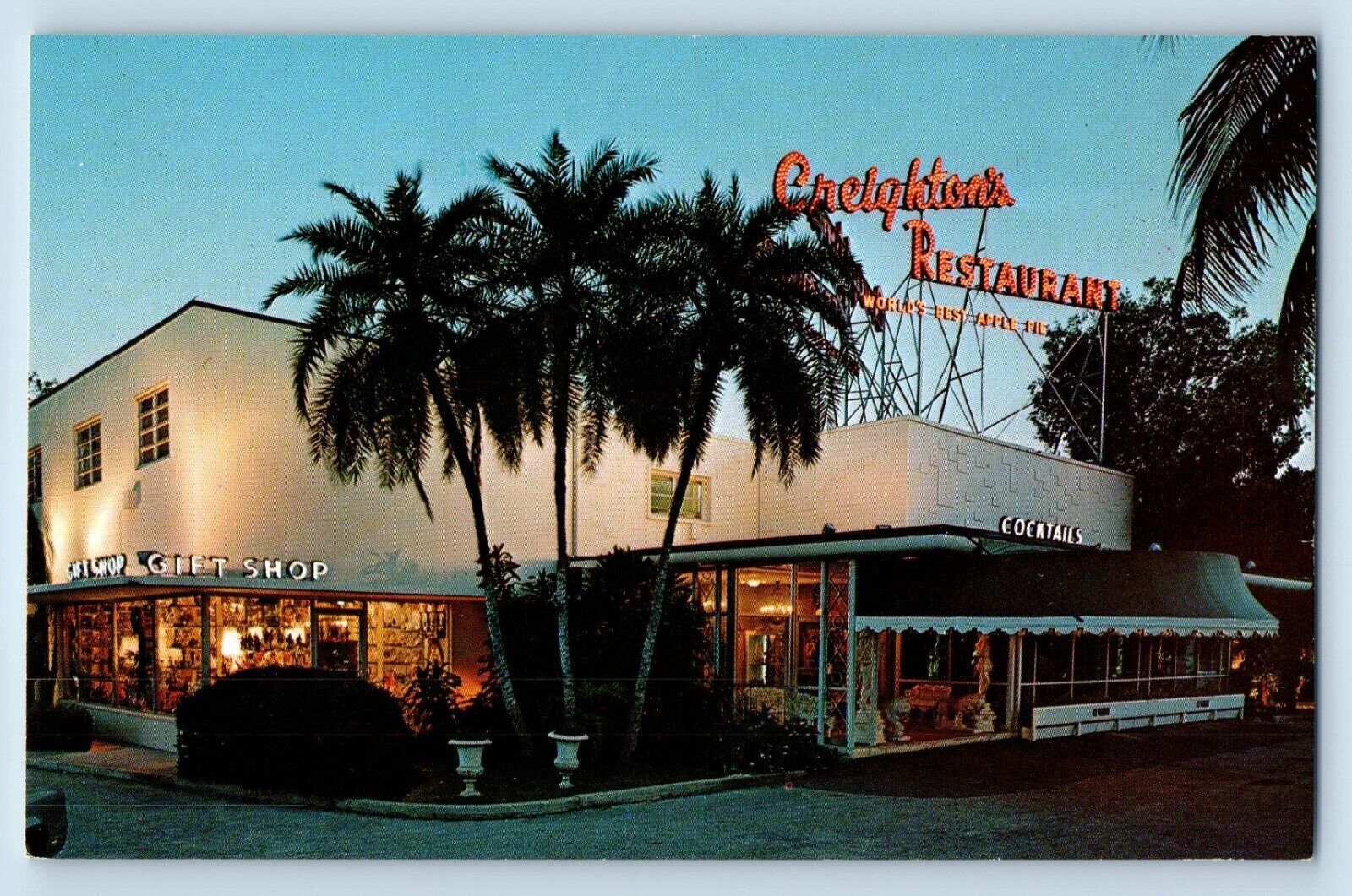 Fort Lauderdale Florida Postcard Creighton Restaurant Sunrise Intracoastal c1960