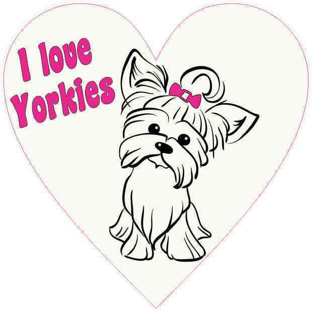 4X4 Pink I Love Yorkies Sticker Vinyl Cup Decal Car Animal Window Dog Stickers