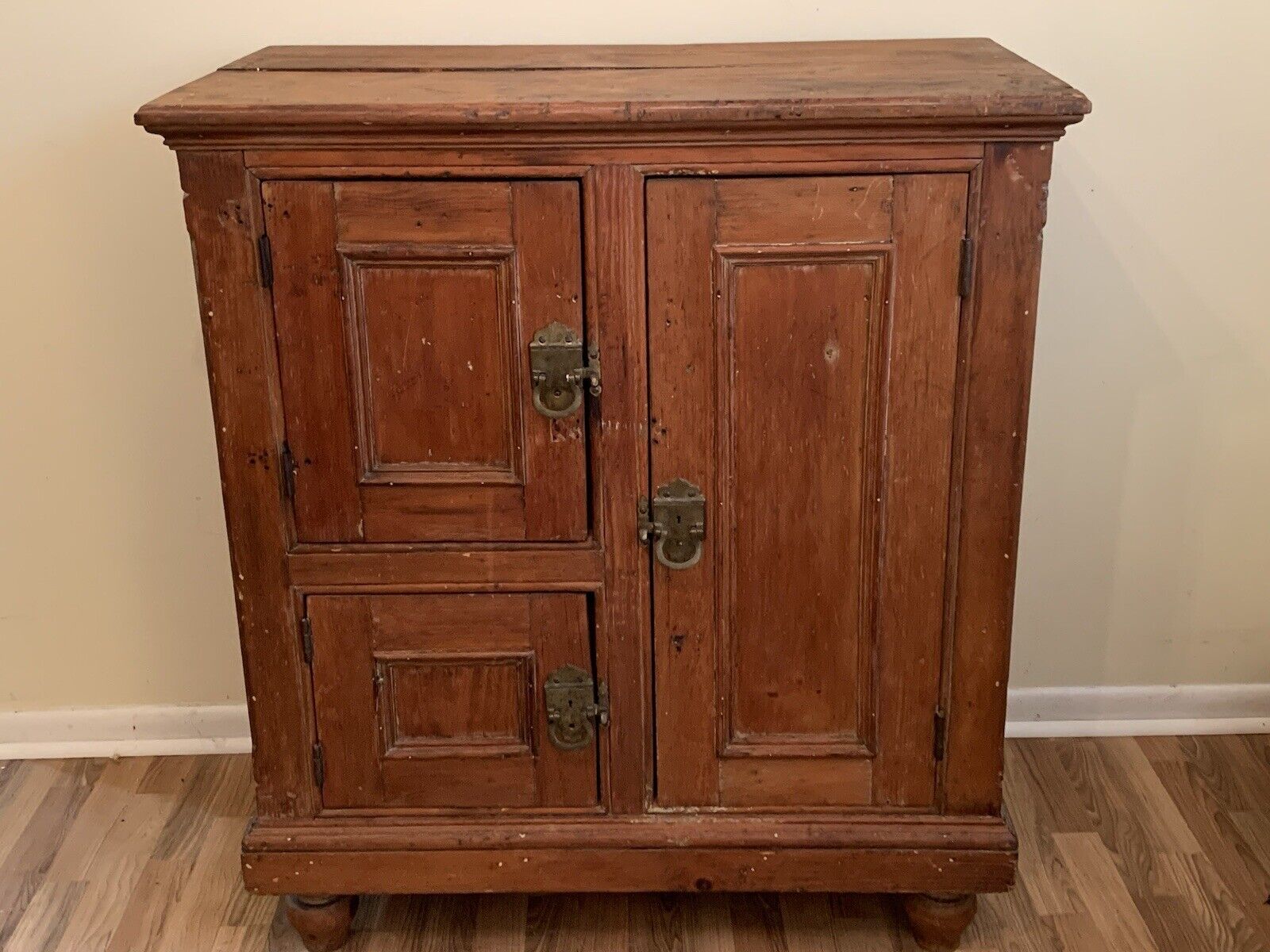 RARE PINE Antique Wood Refrigerator Ice Box Cabinet