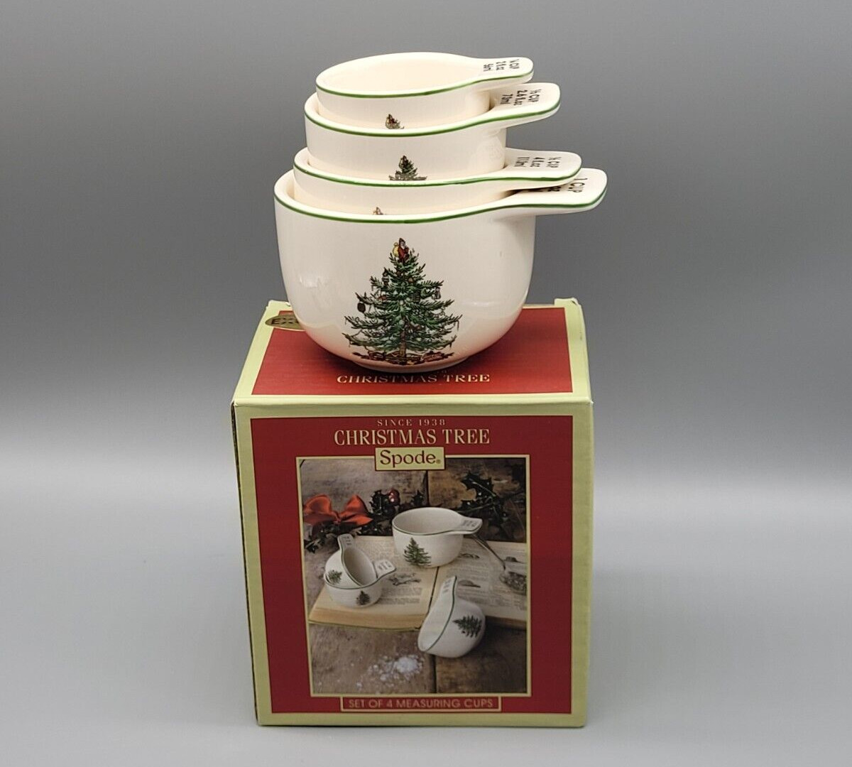 SPODE Christmas Tree (Set of 4) Ceramic MEASURING CUPS In Box