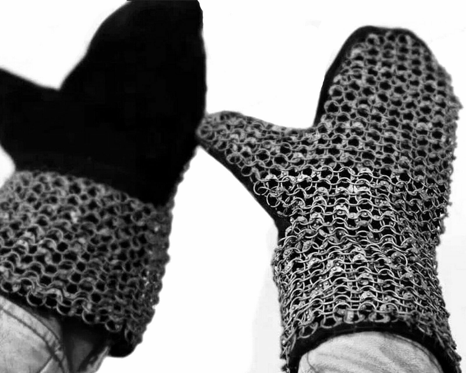 Medieval Chainmail Mittens 8mm Round Ring Riveted Mesh Gloves