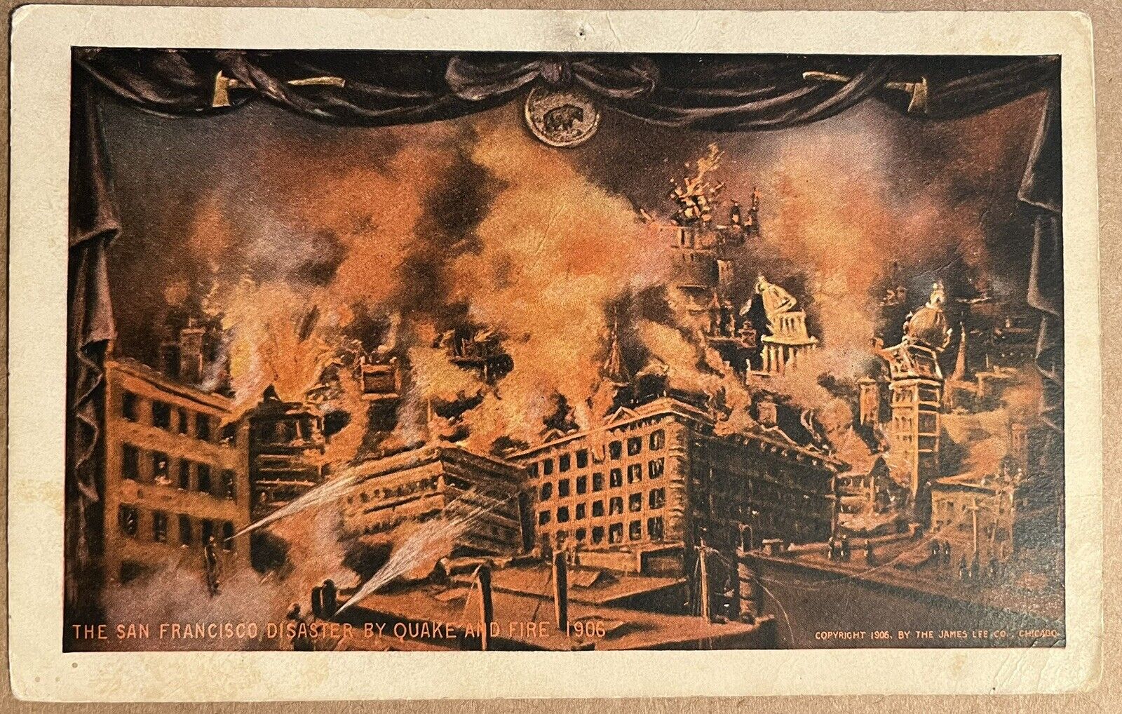 San Francisco 1906 Disaster Earthquake Fire California Antique Vintage Postcard
