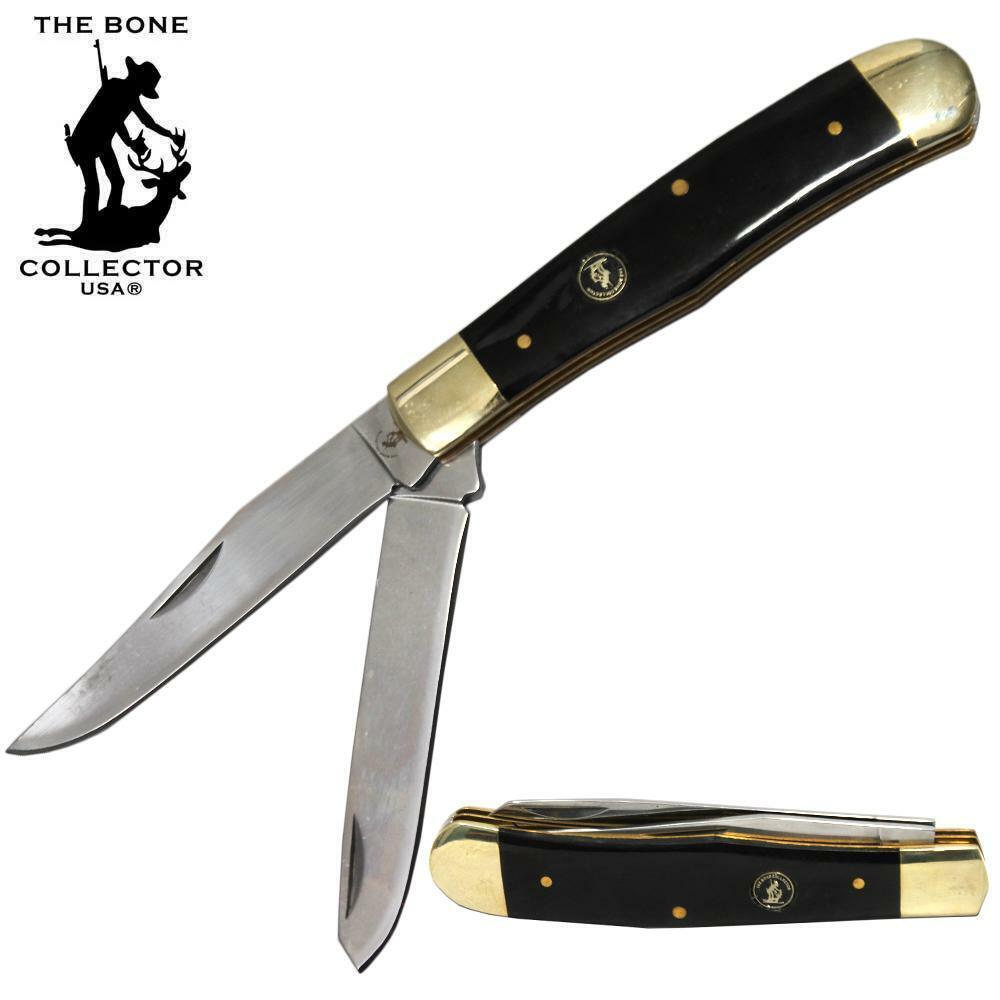 The Bone Collector USA Large Trapper Pocket Knife - Buffalo Horn Handles - NEW