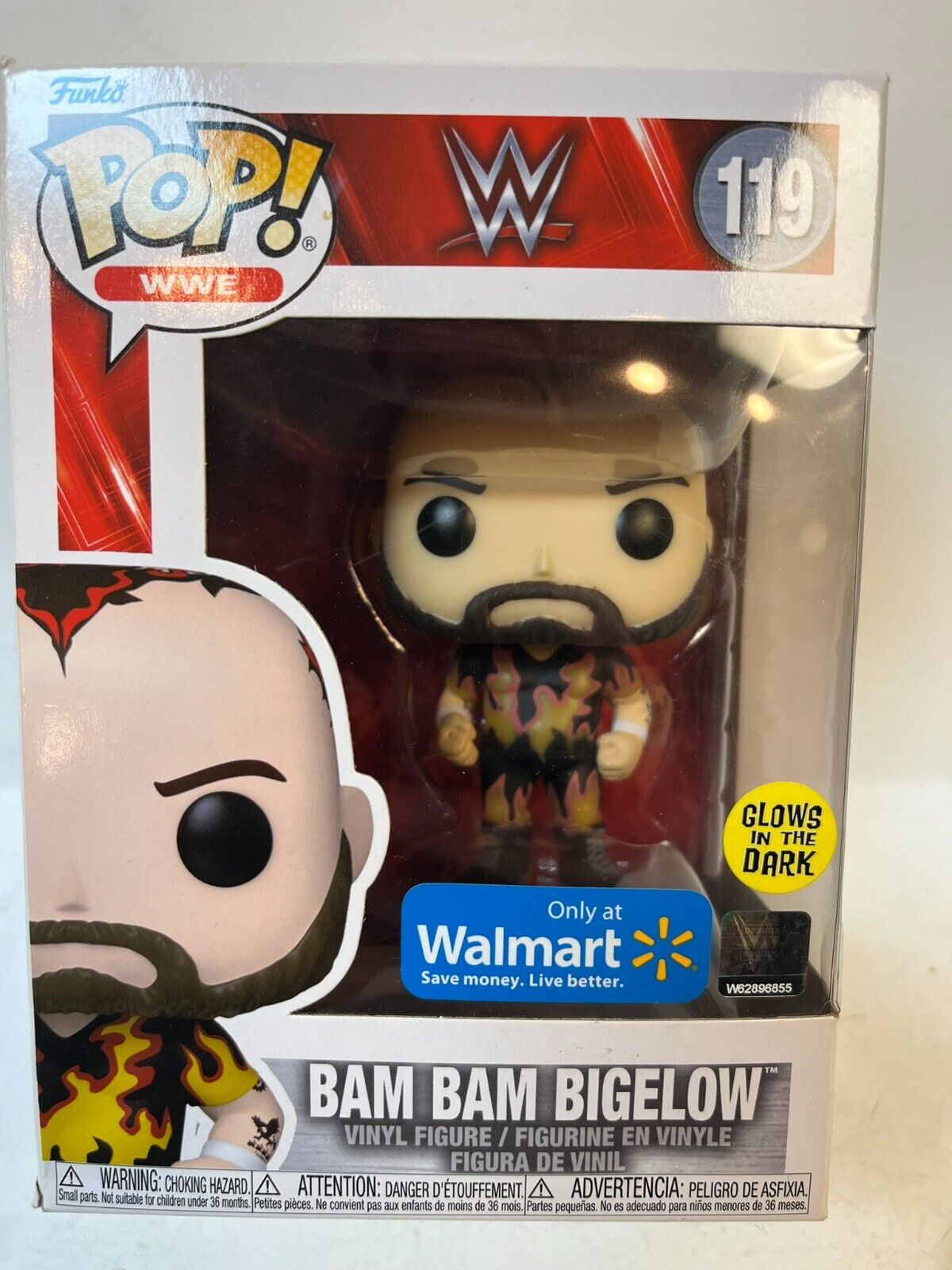WWE Walmart Exclusive Bam Bam Bigelow Funko Pop Vinyl Glow In The Dark #119