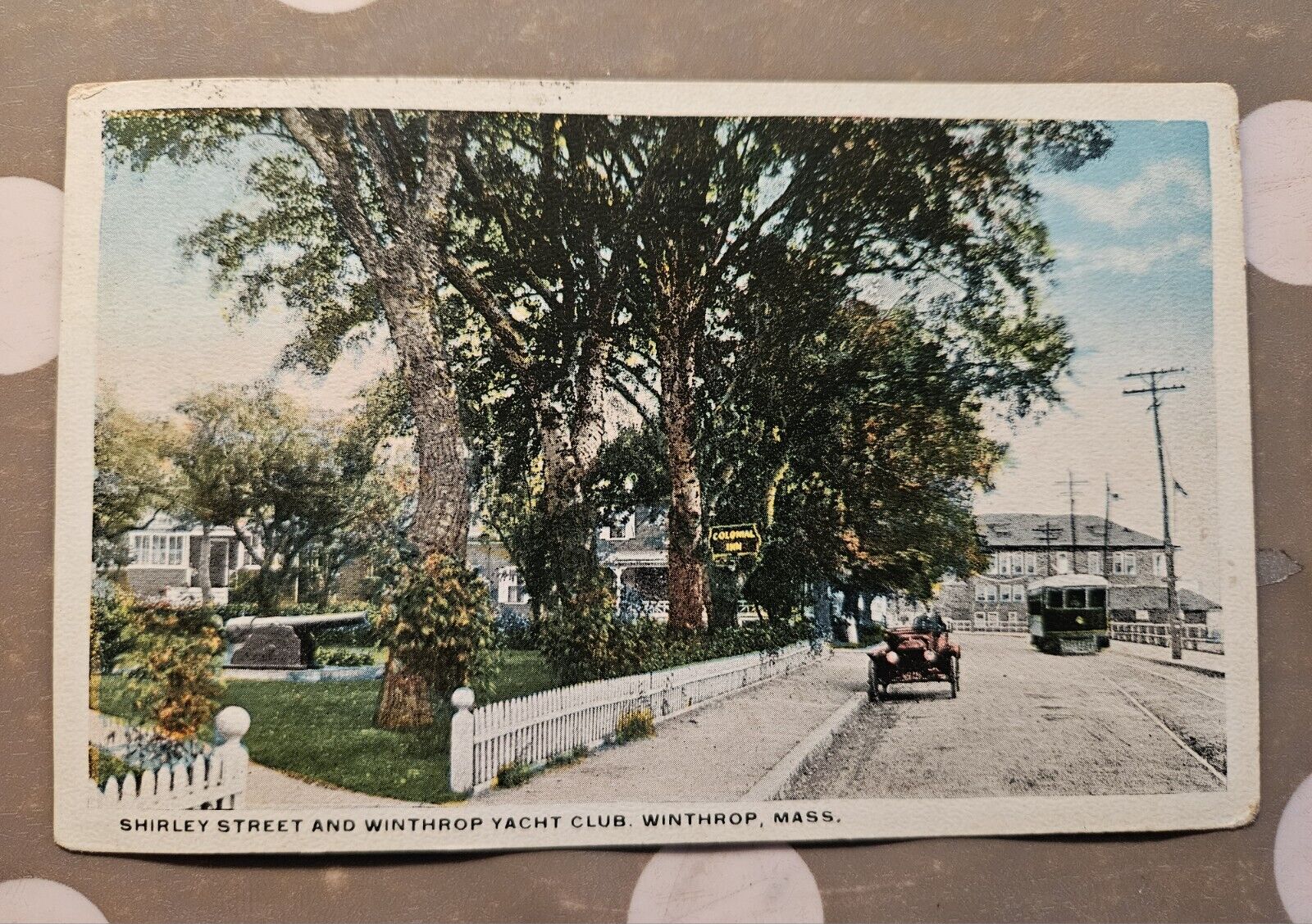 Rare Antique Post Card Winthrop Beach Shirley St Massachusetts Trolley Streetcar