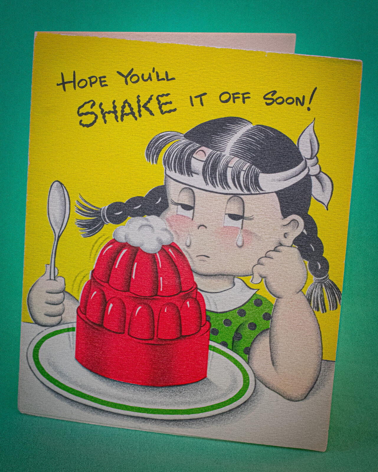 RARE Vtg Norcross Susie Q Get Well Jello Hula Pop Up Greeting Card Shafford 2070