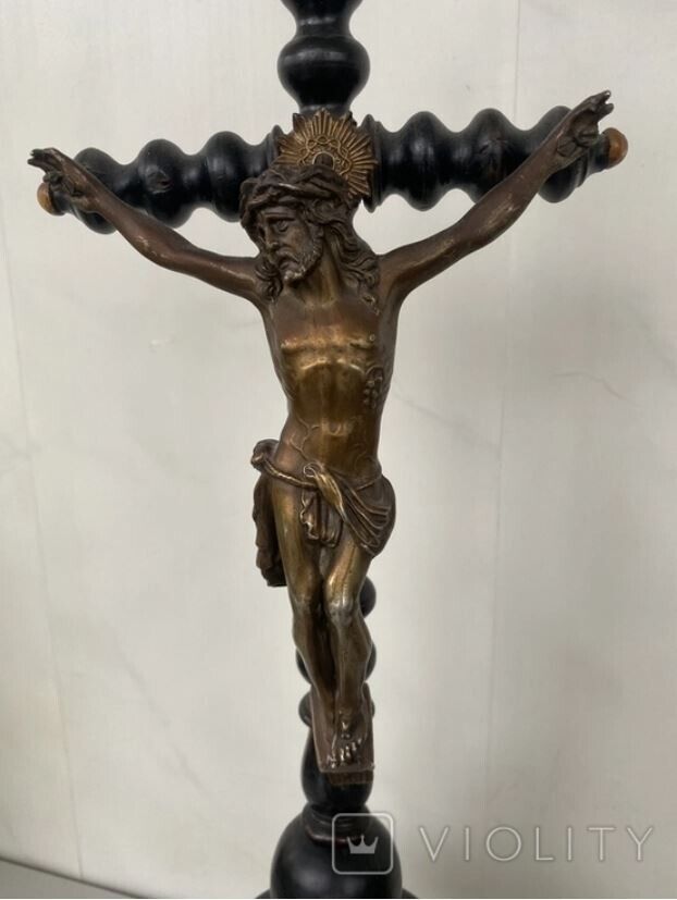 Antique Catholic Cross Jesus Wood Christian Religion Collectibles Rare Old 19th
