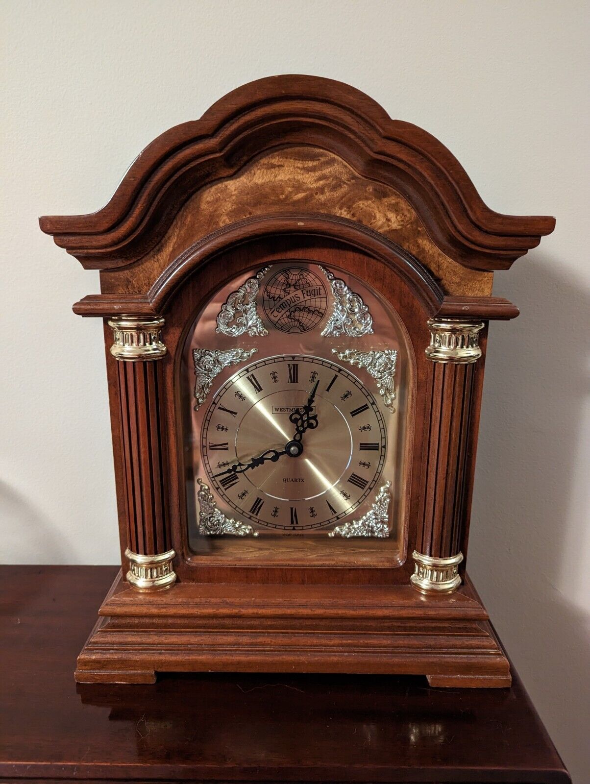 Vintage Westminster Tempus Fugit Quartz Mantle Clock Needs New Movement/ Chime
