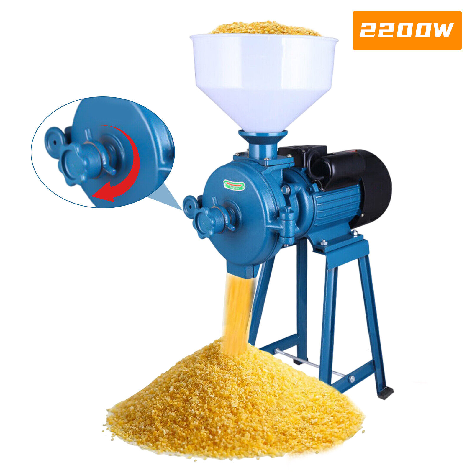 2200W 110V Electric Grinder Mill Grain Corn Wheat Feed Wet&Dry Cereal Machine