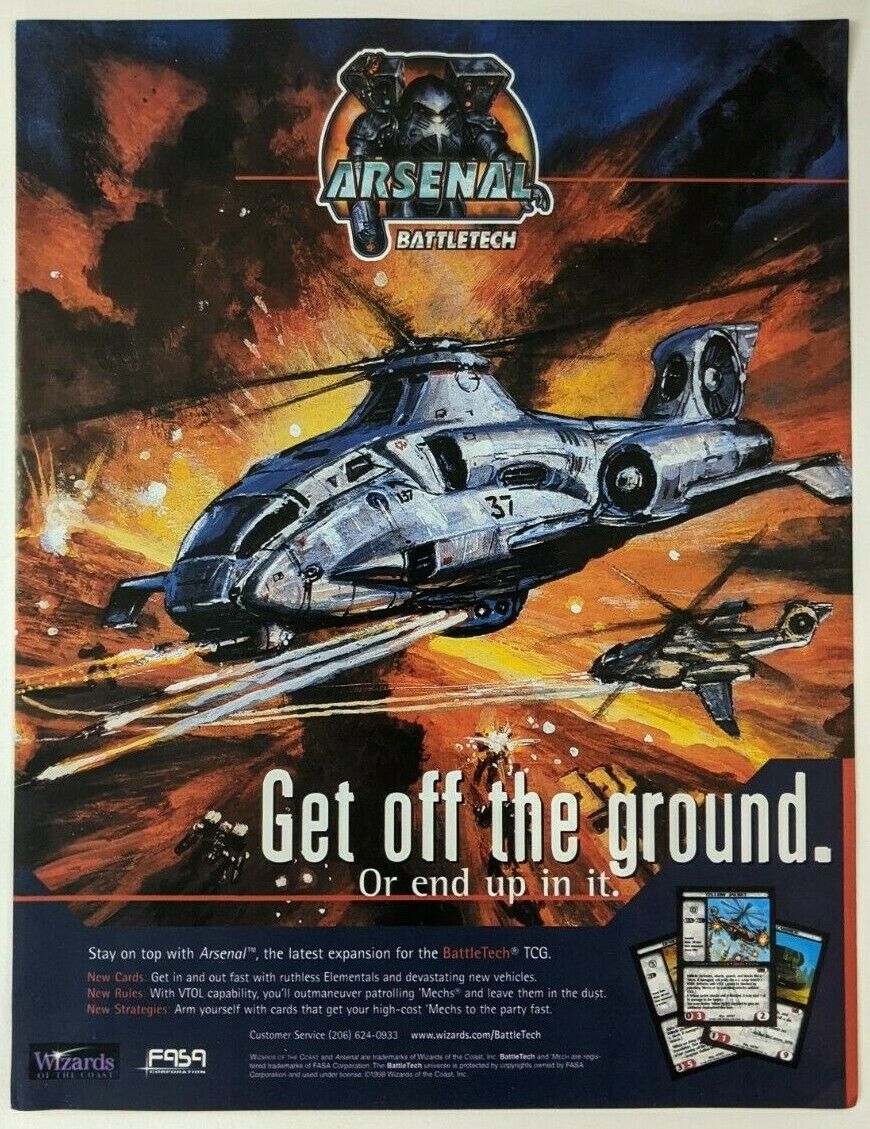 DAMAGED BattleTech TCG Arsenal Print Ad PROMO Art Poster Original Mechwarrior