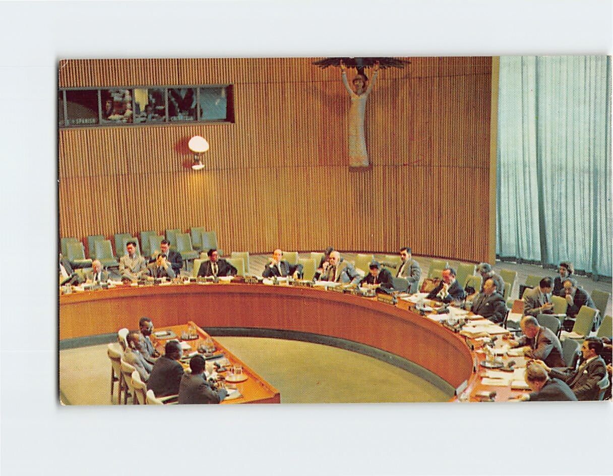 Postcard United Nations Trusteeship Council Chamber New York City New York USA