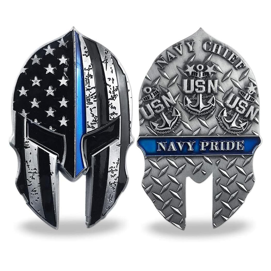 USN Navy Military Challenge Coin Thin Blue Line Lives Veteran Gift 